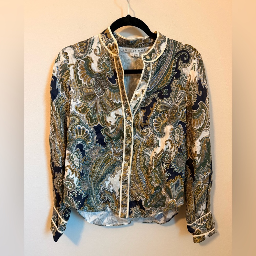 Veronica Beard Army Multi Thorp Blouse